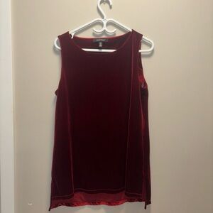 Ellen Tracy Velvet Sleeveless Tank - Burgundy
